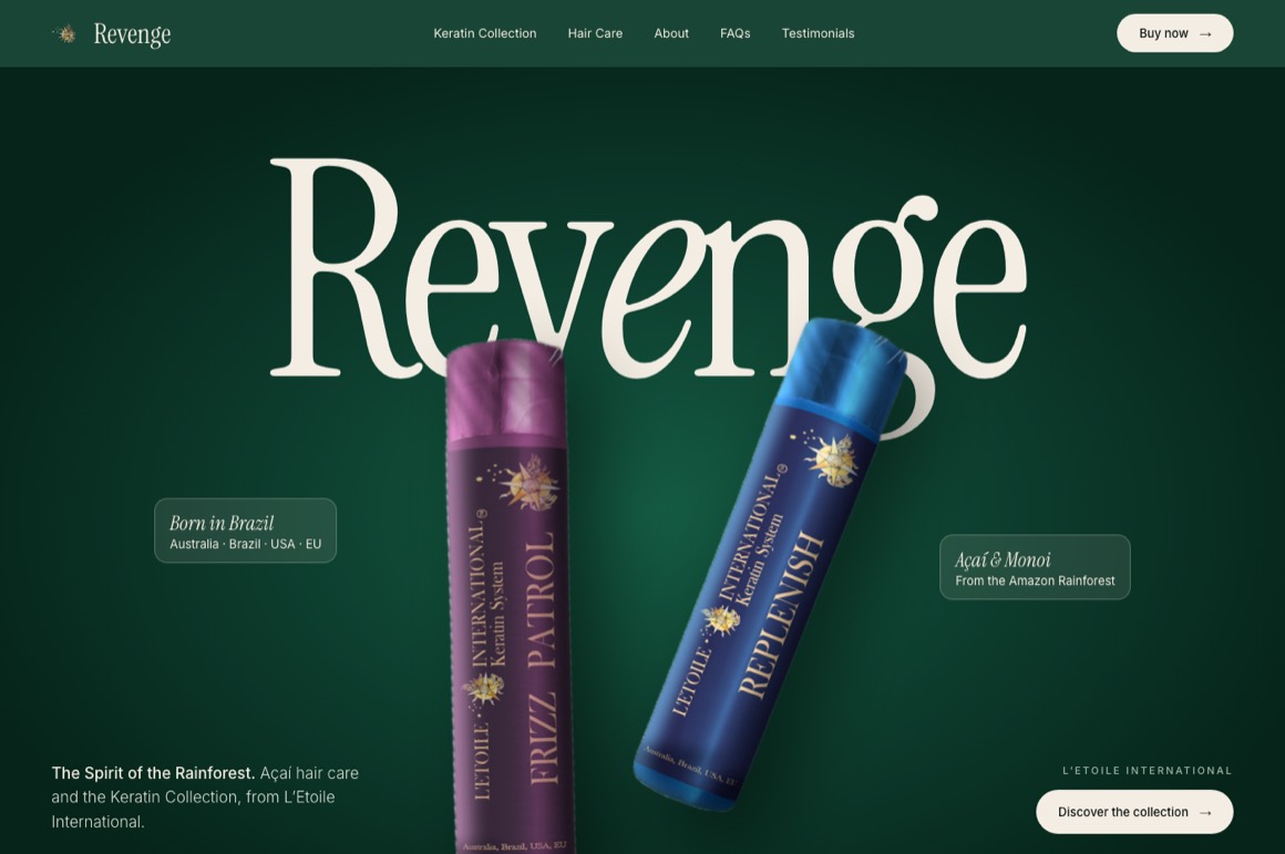 Website for an Australian keratin hair care brand
